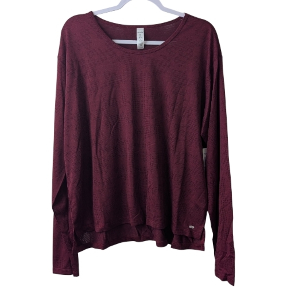 MARIKA WOMEN'S TAWNY PORT LONG SLEEVE CREWNECK TOP SIZE XL